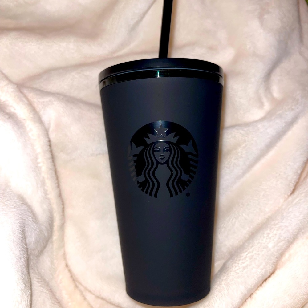 Matte black grande Starbucks cup